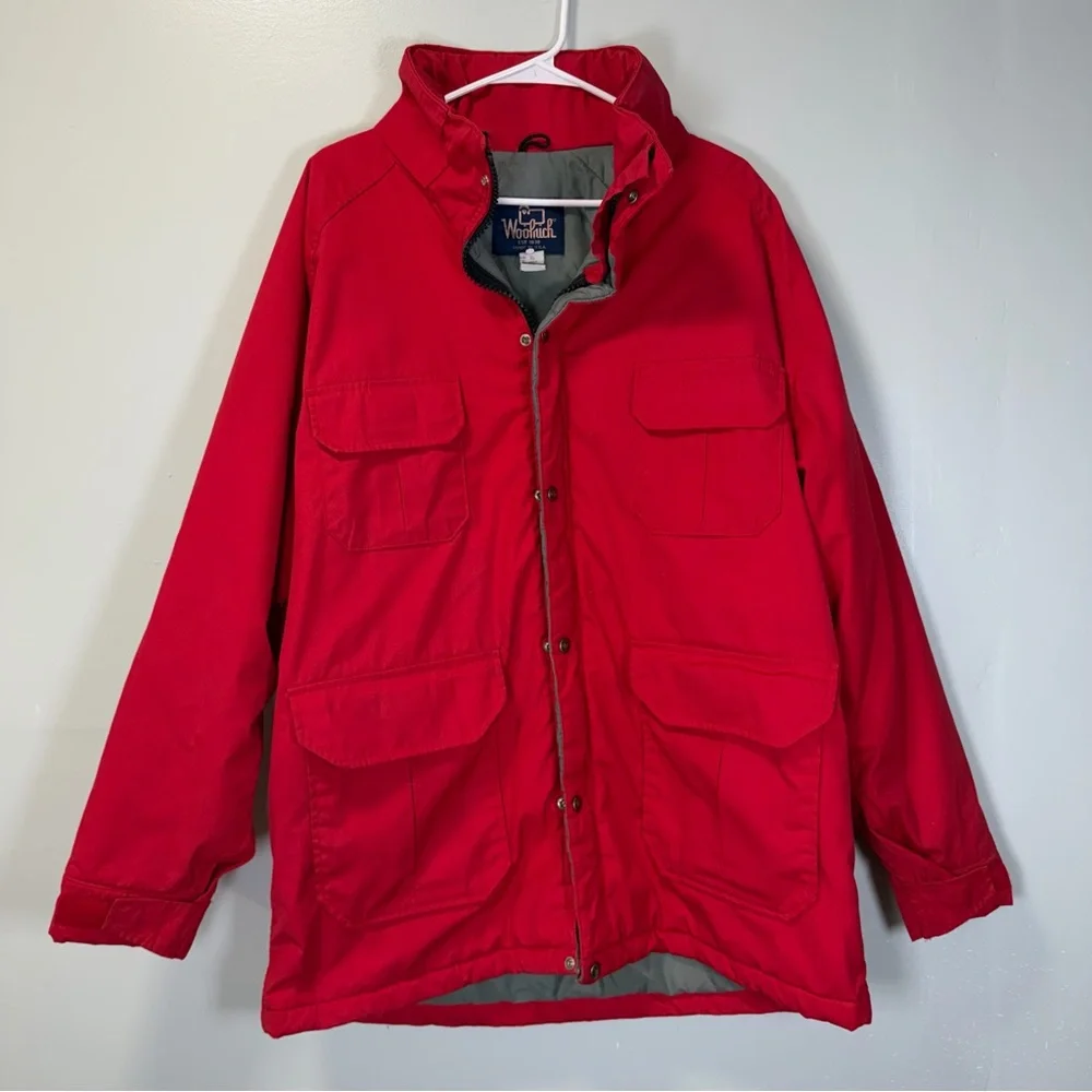 VTG Woolrich Womens Red Barn Coat Jacket Work Chore Lined Wool Made In USA‎ XL